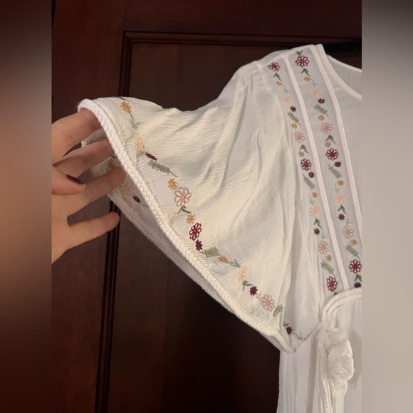 Anthropologie Knot Sisters Small white maxi dress boho prairie embroidered - Picture 10 of 12